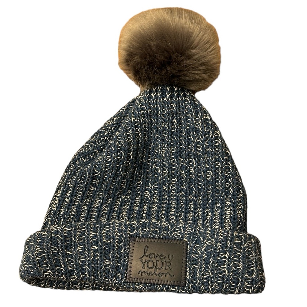 Love Your Melon Blue and White Knit Hat
